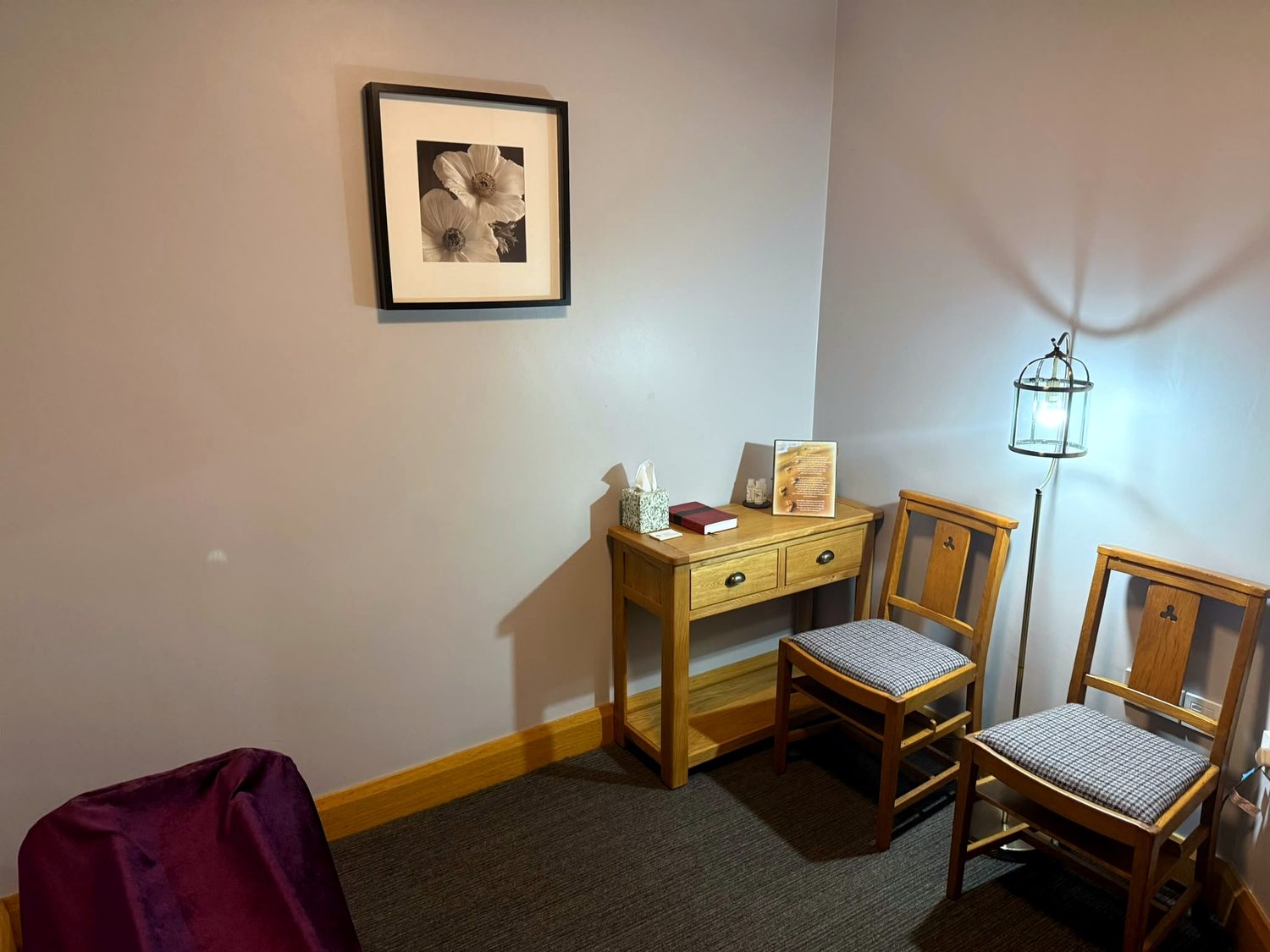 A quiet room with seating for a private moment.